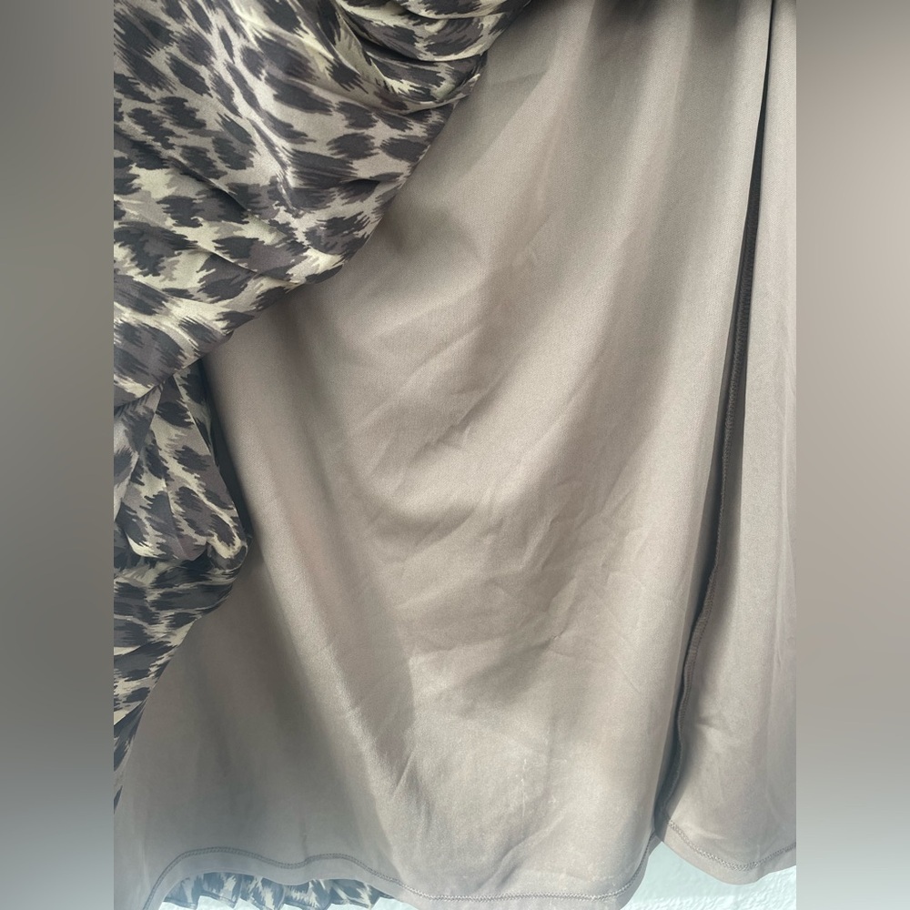 Banana Republic black brown animal print midi skirt, elastic waist, drawstring;S - Picture 5 of 7